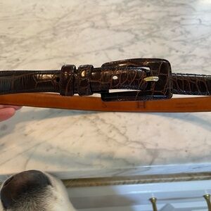 Croc embossed brown leather belt